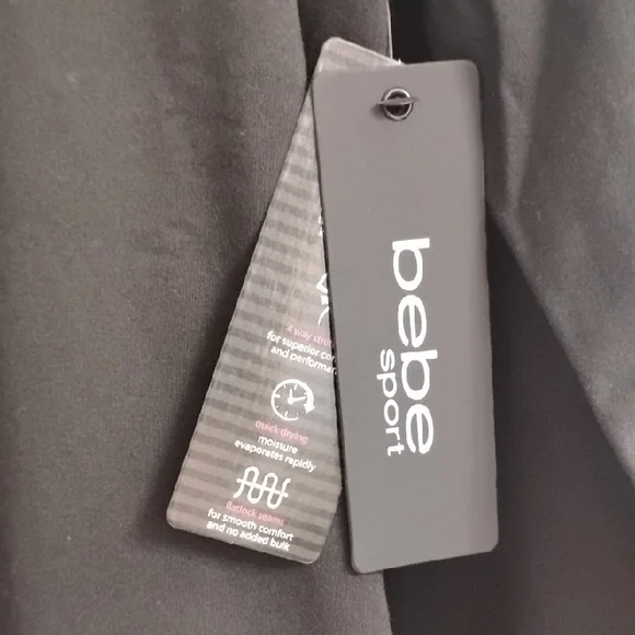 NWT 😍 Bebe Sport Black Hoodie with Blush Pink Logo Size Medium - Picture 2 of 7